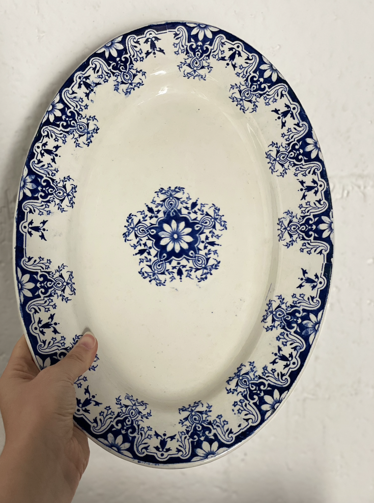 Plat ovale vintage Bleu-vert