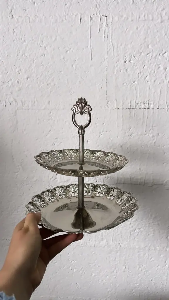 Serviteur vintage 2 étages Inox