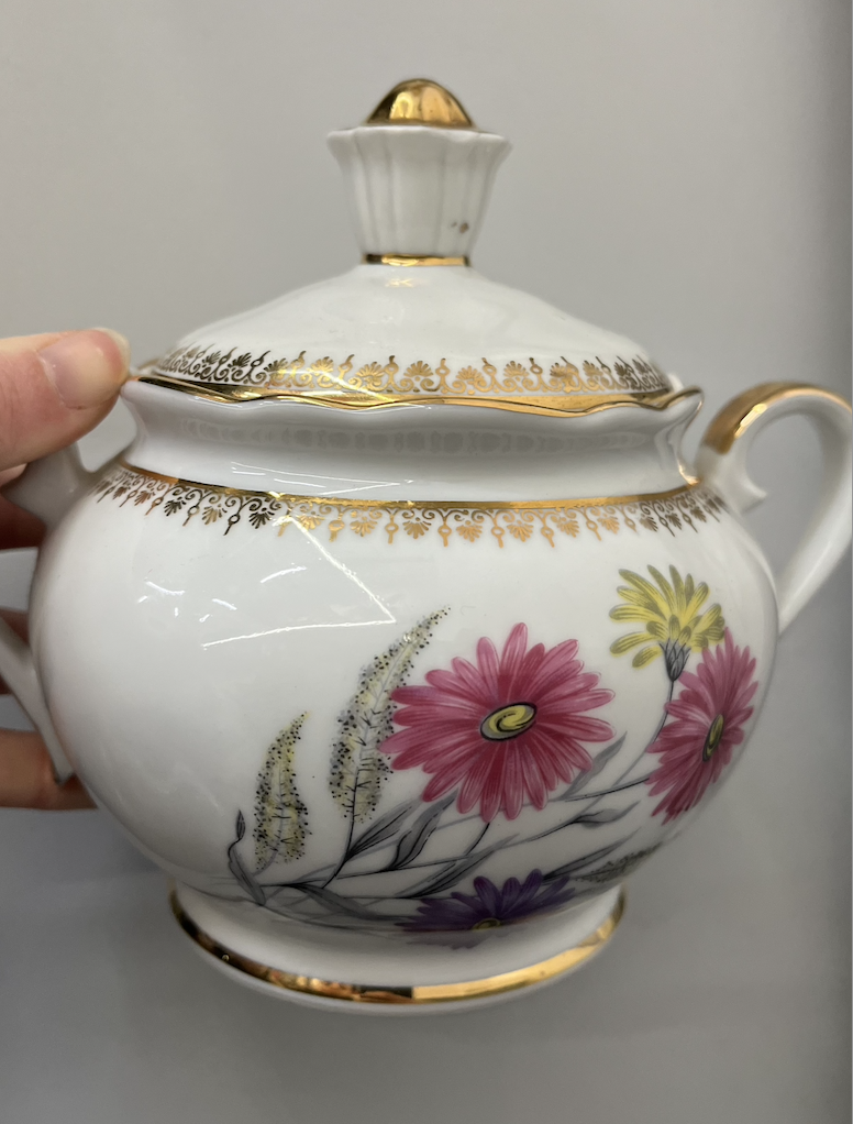 Sucrier vintage Fleuri