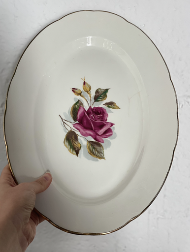 [ART-PL-19] Plat ovale vintage Fleuri