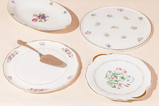 [ART-PL-24] Plat à tarte vintage Fleuri