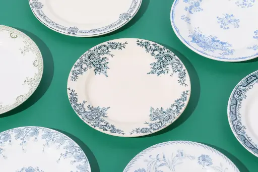 [ART-AS-4] Grande assiette vintage Bleu-vert