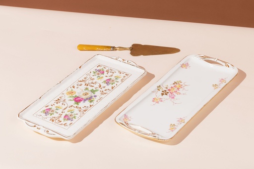 [ART-PL-4] Plat à cake vintage Fleuri