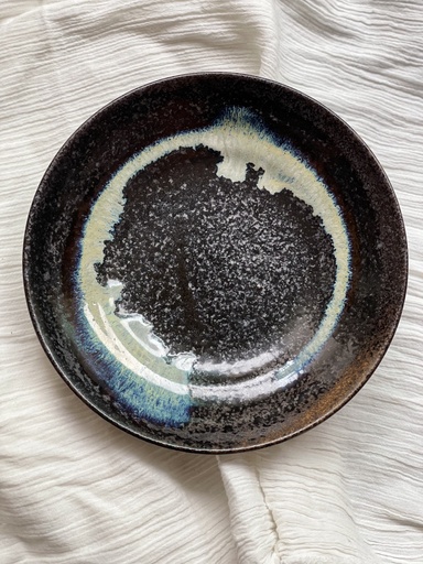 [ART-AS-9] Assiette présentation japonaise noire et verte Ø 23 cm